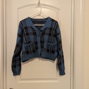 Blue Checkered Cardigan